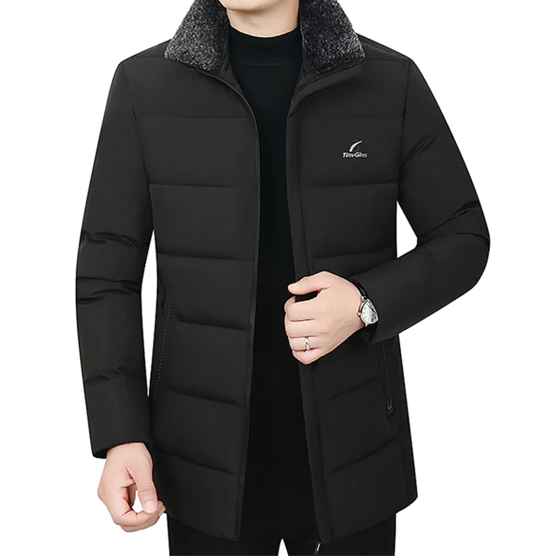 Chaqueta gruesa con Cuello de piel para hombre, abrigo informal para mantener el calor, Parka para exteriores, invierno, 2024