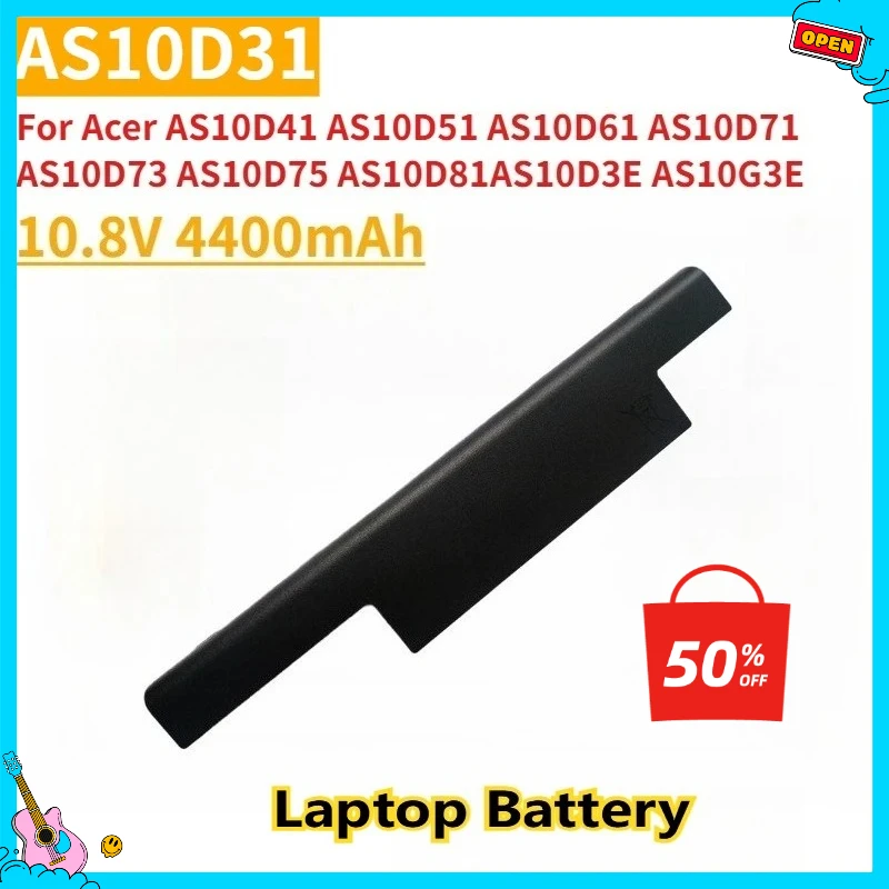 

New Replacement Laptop Battery AS10D31 10.8V 4400mAh for Acer AS10D41 AS10D51 AS10D61 AS10D71 AS10D73 AS10D75 AS10D81 AS10D3E