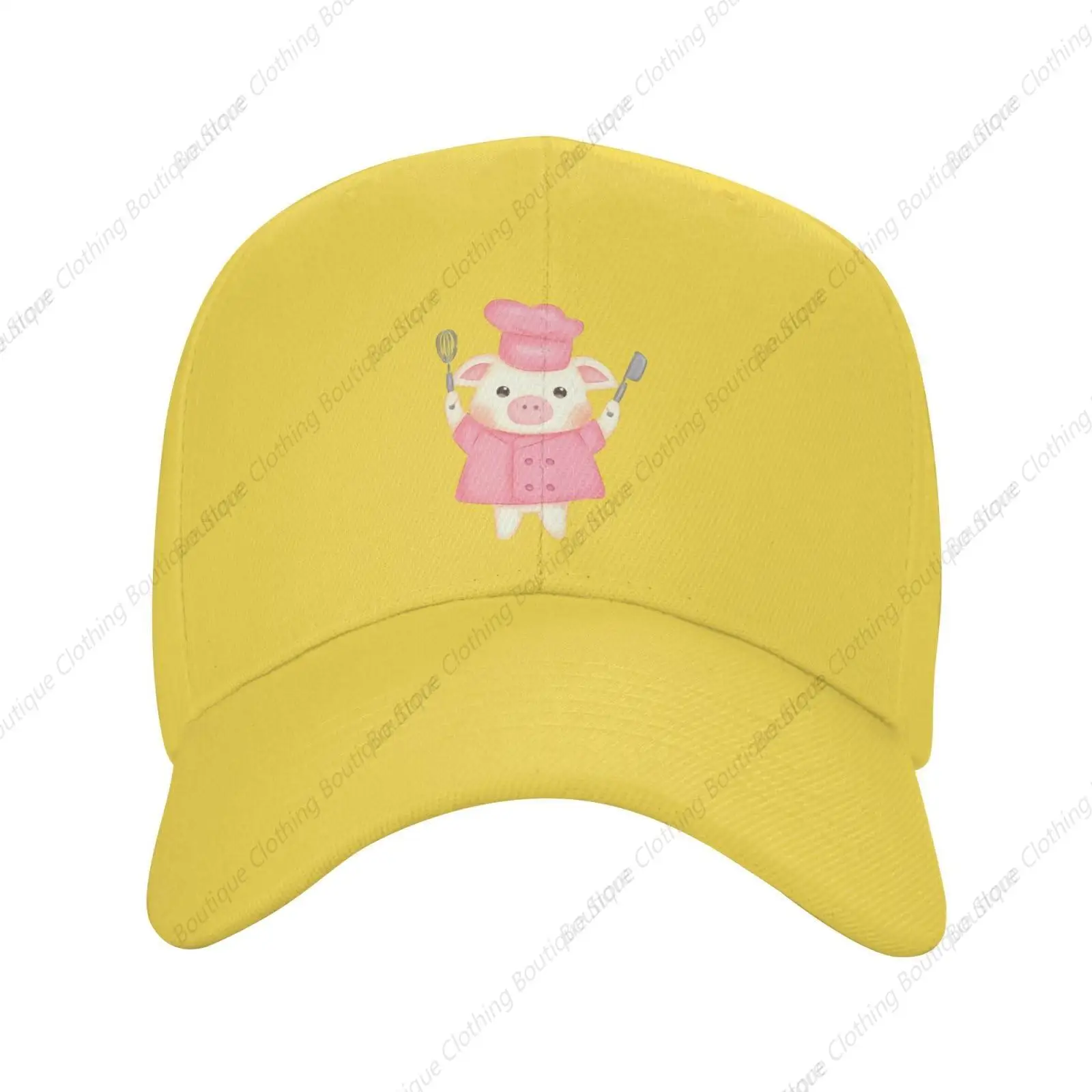 Cute Piggy Chef Trucker Baseball Cap for Men Women Golf Hats Adjustable Dad Hat