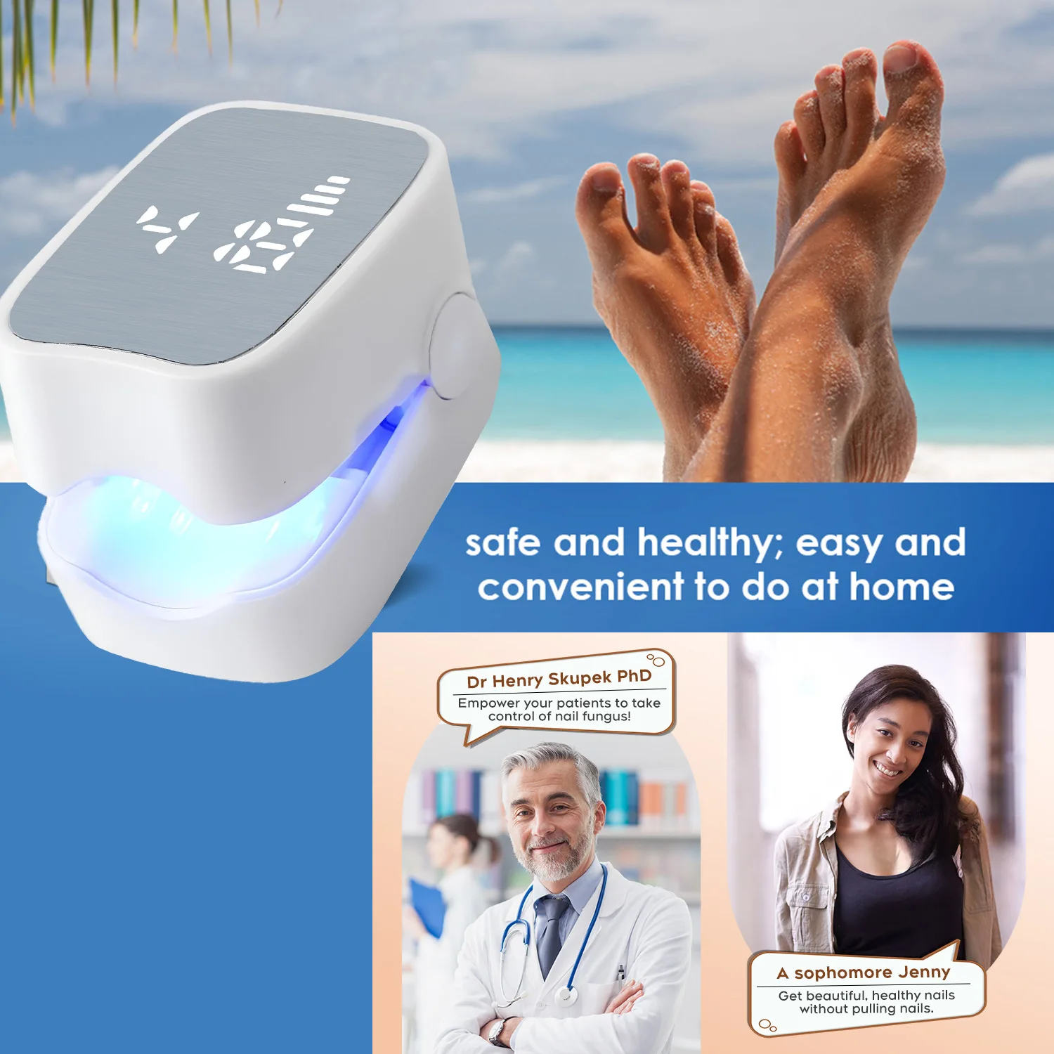 Nail Fungus Treatment LED Laser, 905nm Infrared & 470nm Blue Light, for Toenail Fungus&Onychomycosis Cleaning & Salon USB
