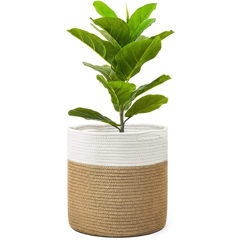 ABUL-Cotton Roll Rope Basket, Decorative Woven Storage Basket, Laundry Basket, Suitable For Pillows, Toys, Clothes, Towels
