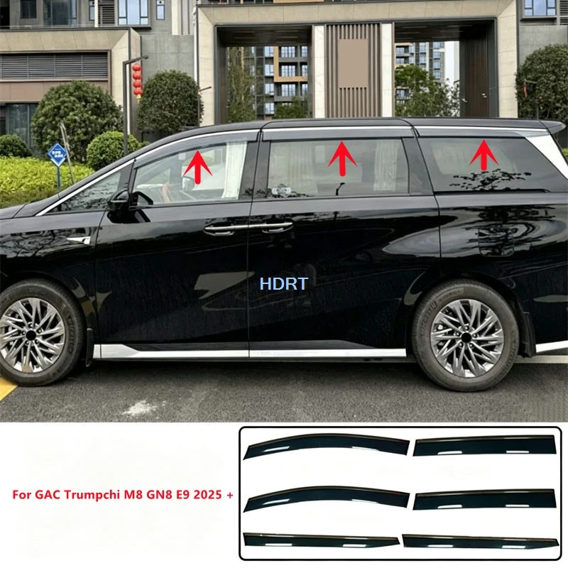 Car Styling Side Window Visor Wind Deflector Sun Rain Shelter Weather Shield Cover Accessories For GAC Trumpchi M8 GN8 E9 2025 +