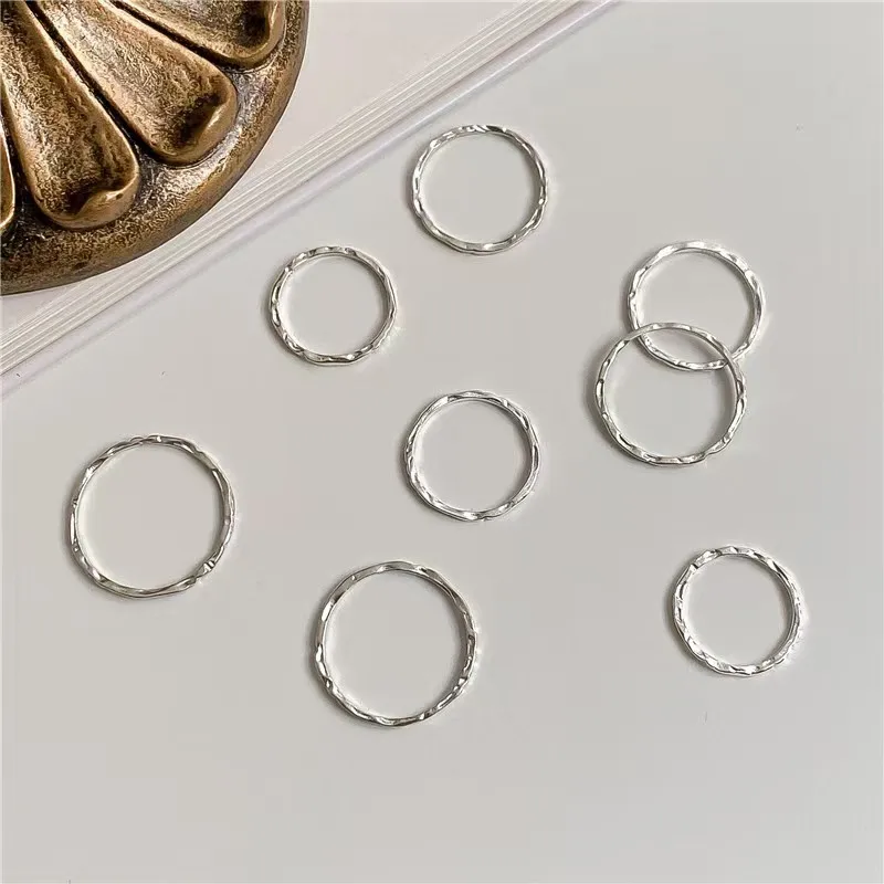 S925 pure silver texture hammer texture ring, slim and plain ring, finger joint closed loop, thin ring, silver decoration