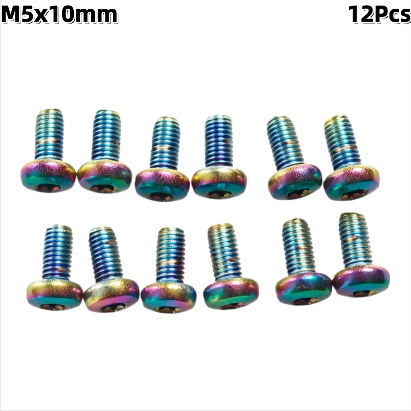 M5x10mm Bike disc brakes Rotor plating color steel Screw Bolts Torx T25 Head 12Pcs