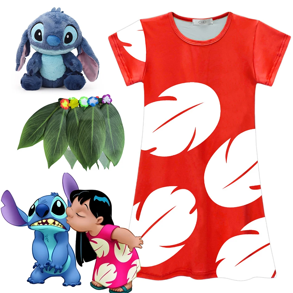 

Платье для выступления на сцене Disney Lilo Stitch, карнавальная праздничная одежда на Хэллоуин для девочек, детская одежда с мультяшным принтом
