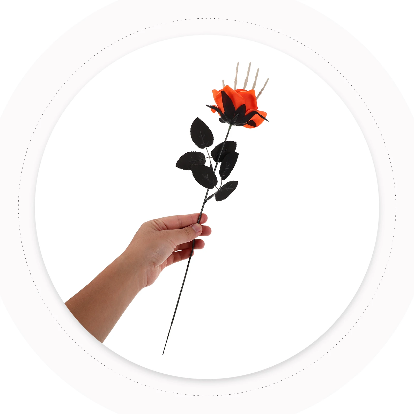 

6Pcs Skull Hand Rose Halloween Artificial Flowers Faux Bouquet Halloween Floral Stems Table Centerpiece Gothic Skull Rose Decor