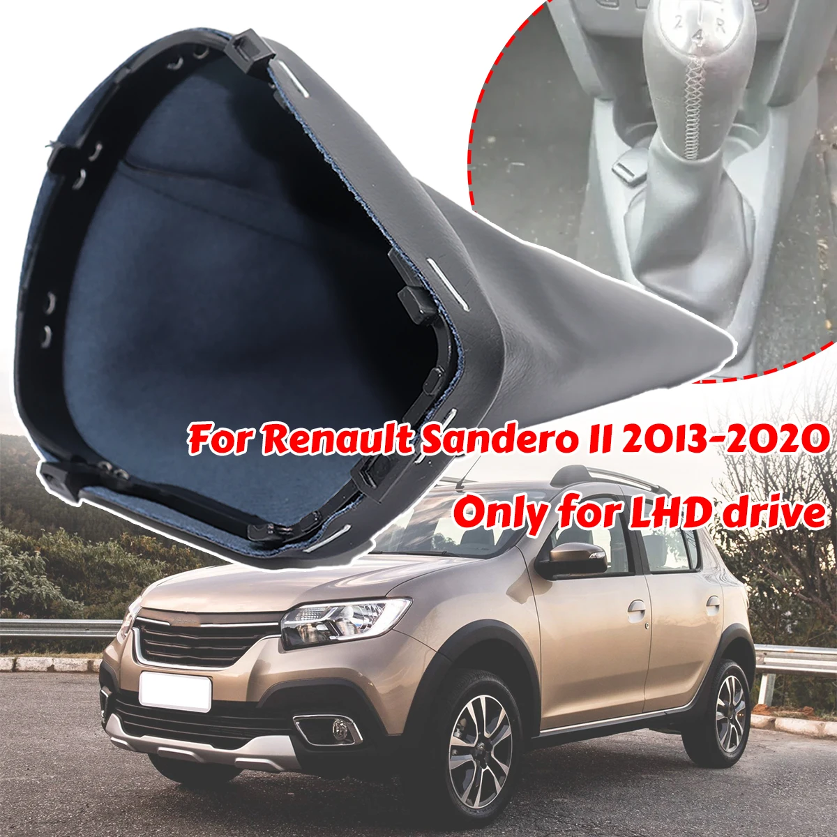 

For Dacia Sandero II Stepway Manual Gear Gaiter Frame Shifter Lever Collar Gearbox Cover Gearstick Case Shieldings 2013-2020