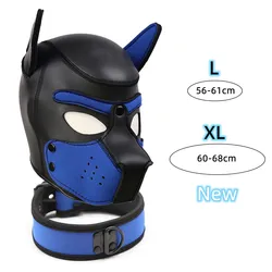 XL Code Puppy Play Sex Toys Kits of Neoprene Dog Fetish Hood Mask with Restraints Collar for Bdsm Bondage Pet Roleplay Party