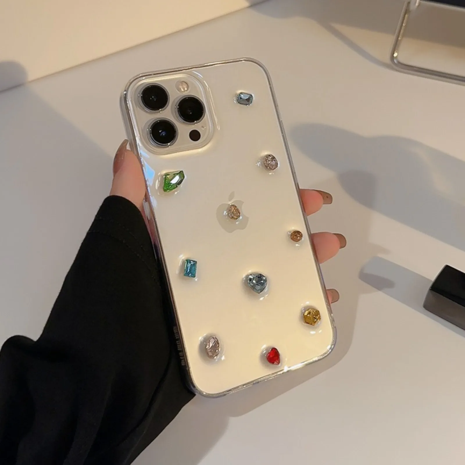 

Роскошный чехол для телефона с 3D-цветными бриллиантами для iPhone 16 Pro Max 15 11 12 13 14 Pro Max Plus XS MAX XR XS X с блестящим прозрачным мягким чехлом