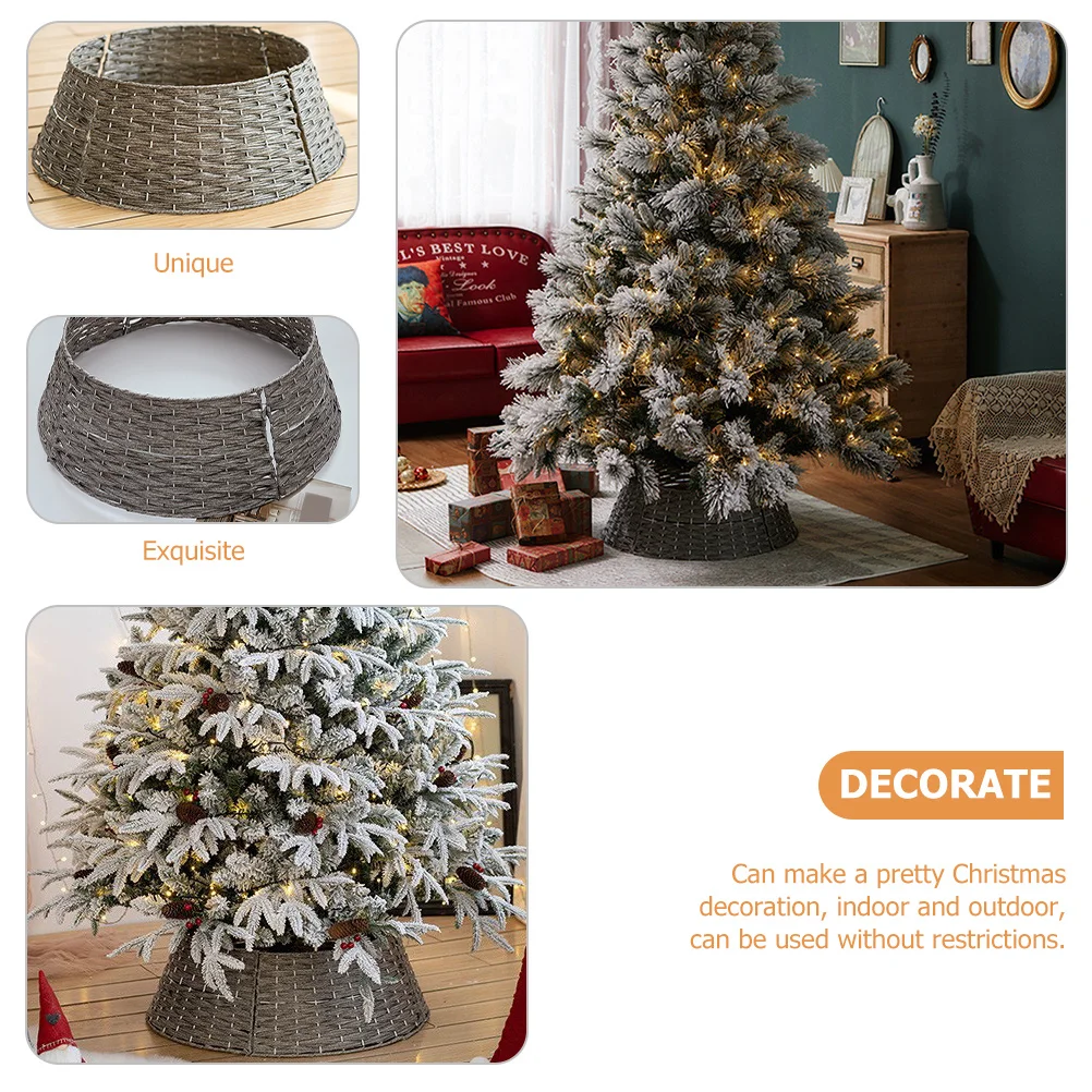 

Plastic Christmas Tree Skirt 36 Inch Weather Resistant Collar for Xmas Tree Base Cover Holiday Decor Shop Hotel Office