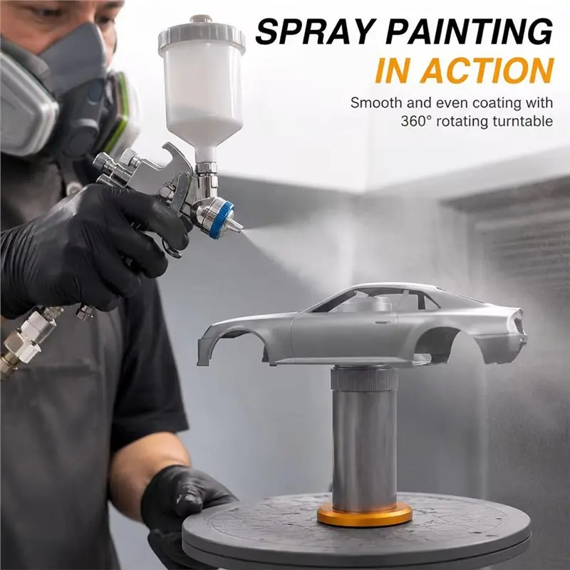 VEHO-PMKJ035 For Model Brush Airbrush Hobby Grip With Gel Pad& Rotating Stand- New Aluminum Painting Tool For Model Paintings Cr