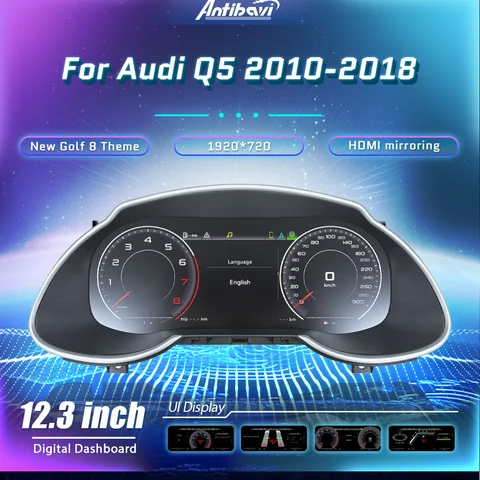12.3'' LCD  Dashboard Panel Speedometer  Digital Cluster dashboard For Audi Q5 2010-2018 YearsVirtual Cockpit Instrument