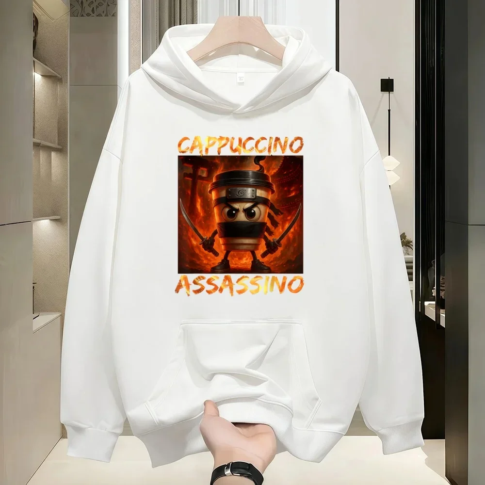 

Итальянский мем, толстовка с капюшоном «Капучино-убийца», кофейная толстовка в стиле американского ретро, нишевая толстовка в стиле High Street