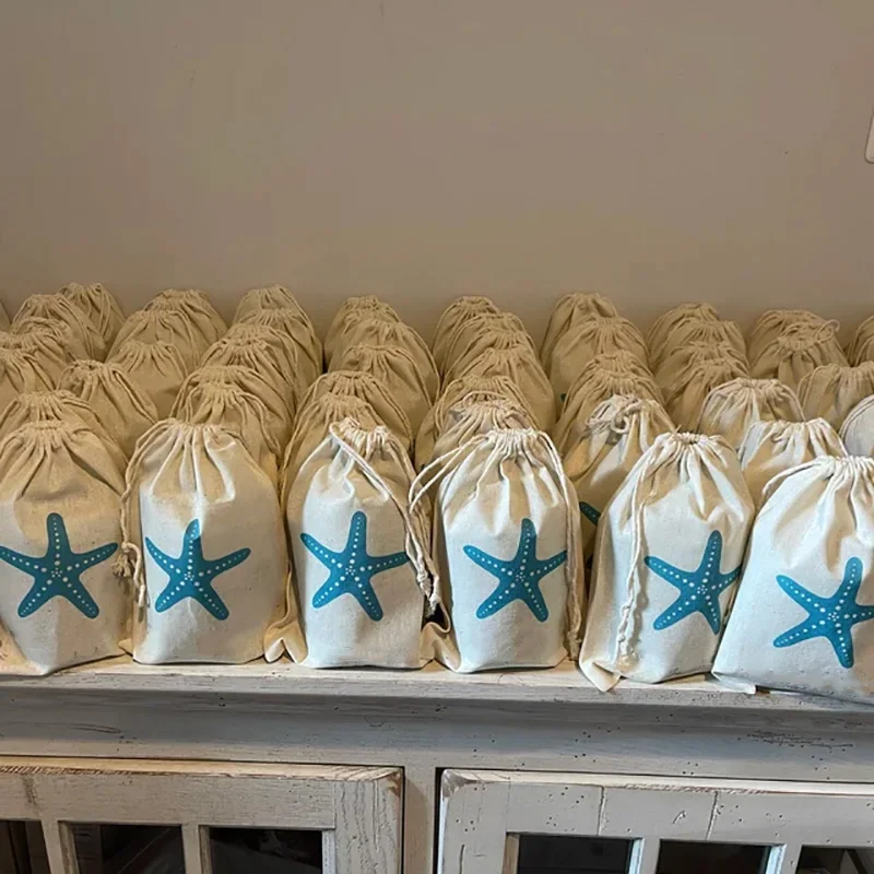 5pcs Starfish Favor Bags Ocean beach Destination Wedding birthday bridal shower Bachelorette hen Party decoration Welcome gift