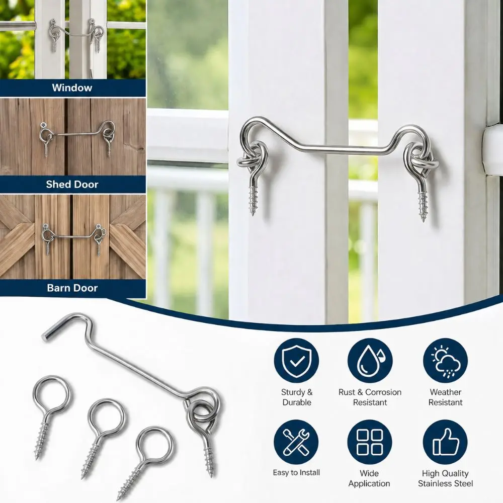 20pcs Practical Zinc-Plated Iron Swivel Window Hook Rust Resistant Universal Cabin Hook Latch Sturdy Hook And Eye Latch Barn