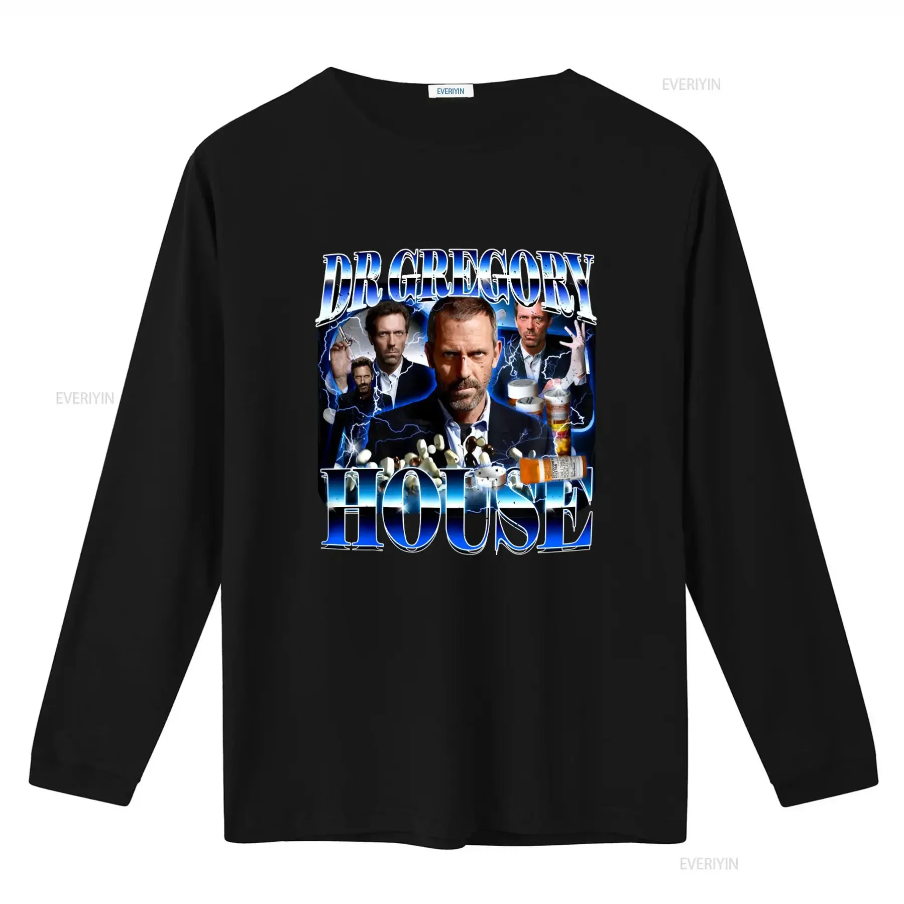 Dr Gregory House Md T Shirt Ironic Gen Z Meme with Pills Lightning Design Funny for Him Her 90's Inspired Bootleg Style
