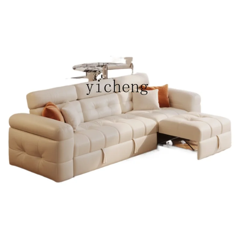 

ZK Sofa Bed Dual-Use Living Room Straight Row Multifunctional Foldable Cream Wind Cat Scratching Cloth Retractable Function Sofa