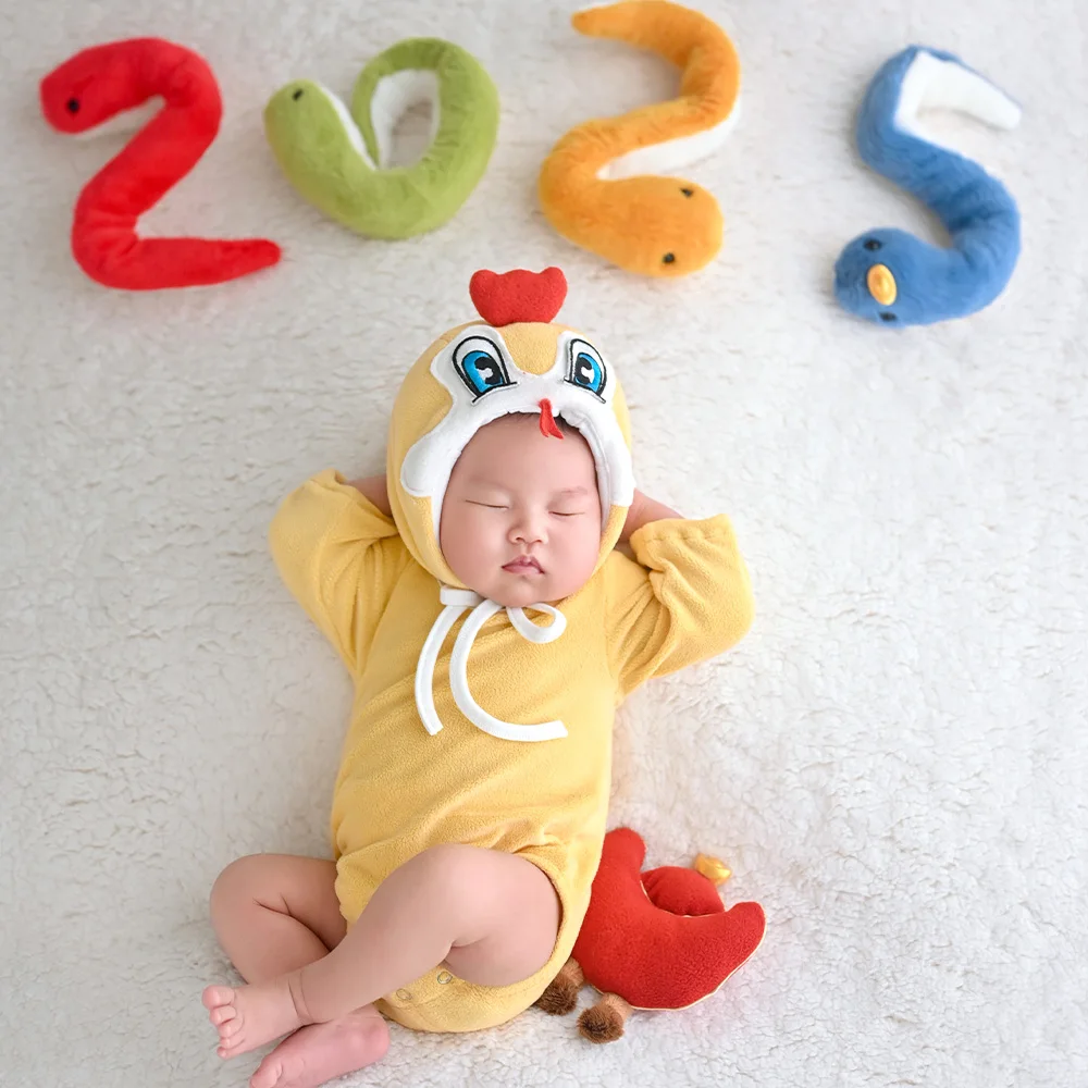 Lovely Snake Year Theme Photography Clothes Cartoon Animal Baby Costume Snake Dolls Posing Props Studio Photo Shoot Accessories