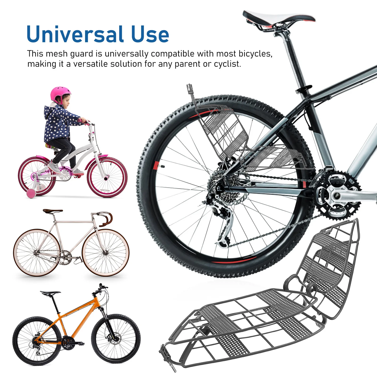 

1pcs Bicycle Dress Guard Bike Protective Mesh Sturdy Lightweight Rear Wheel Screen For Safety Universal Fit Backseat