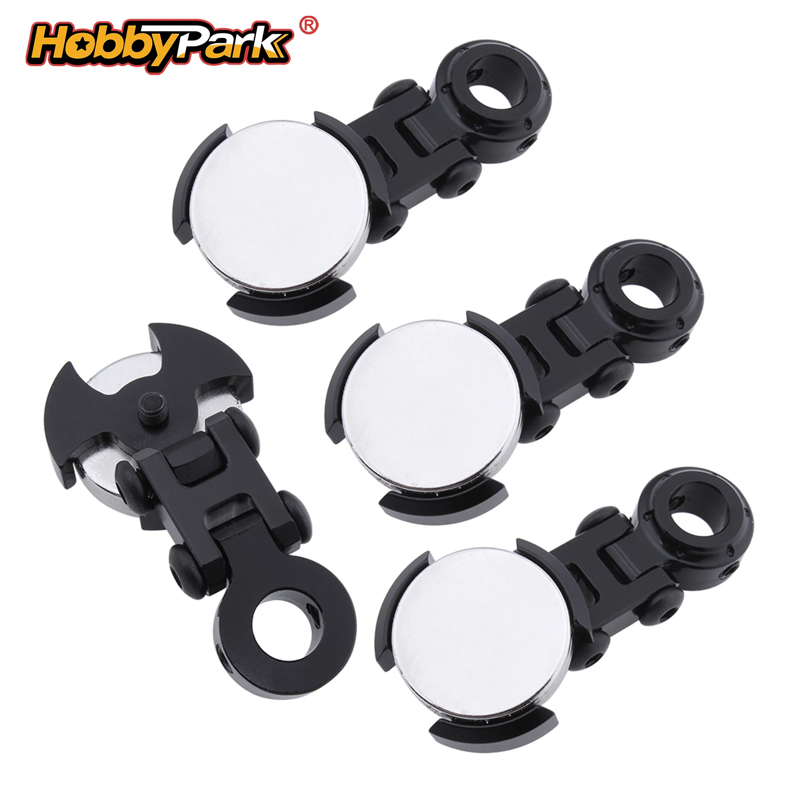 

HobbyPark Magnetic Stealth Invisible Body Post Mounts Aluminum Alloy Black for 1/10 RC Rock Crawler Drift Touring Car (Set of 4)