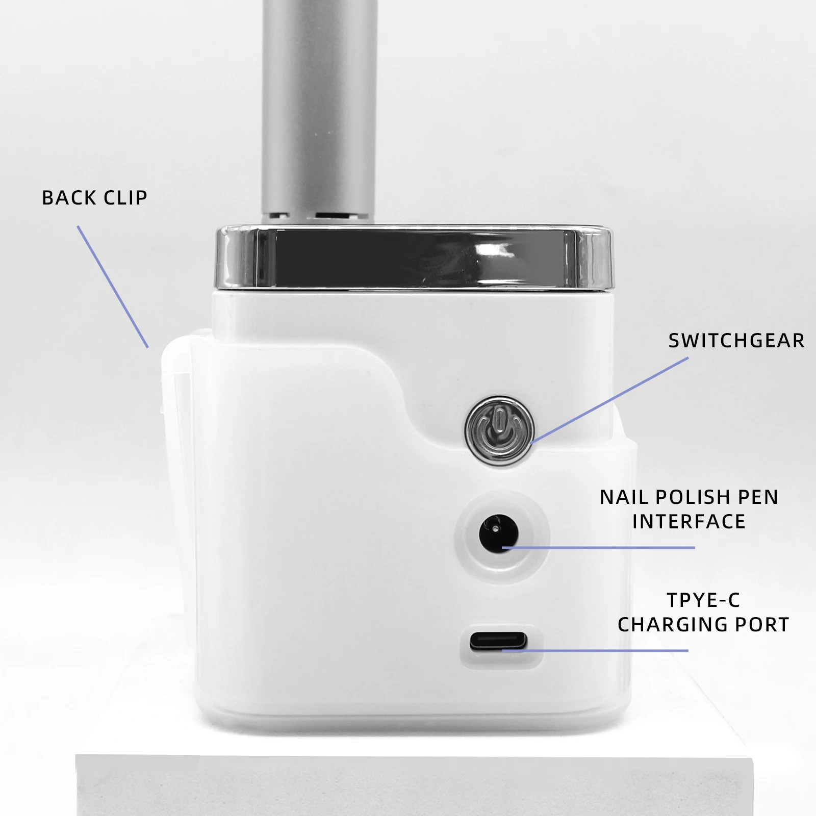 Levigatrice per unghie Penna per rimozione unghie Smerigliatrice elettrica speciale per rimuovere la pelle morta che carica la lampada intelligente per parole Nuovo flip