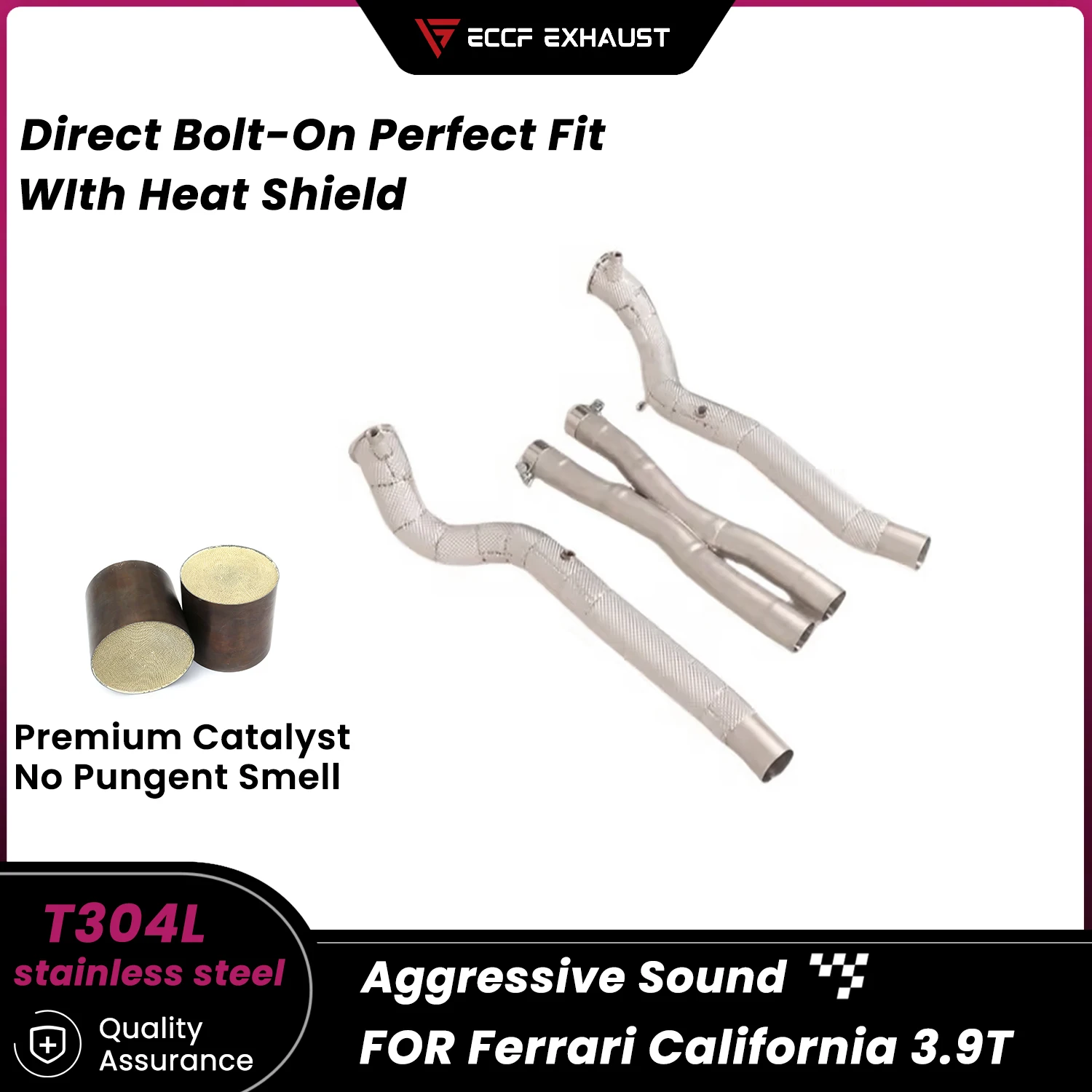 

Sports Heat Shield Downpipe With X Pipe For Ferrari California 3.9T Aggressive Exhaust Sound High Flow Performance Upgrade