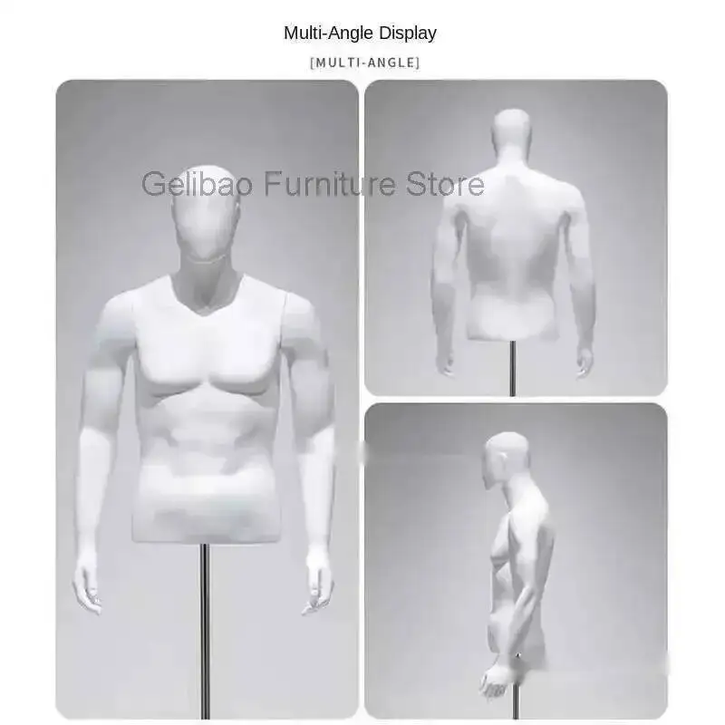 

Men's Black and White Half-length Mannequins for Clothing Store Fake Human Body Mannequin with Metal Base Window Display Stand
