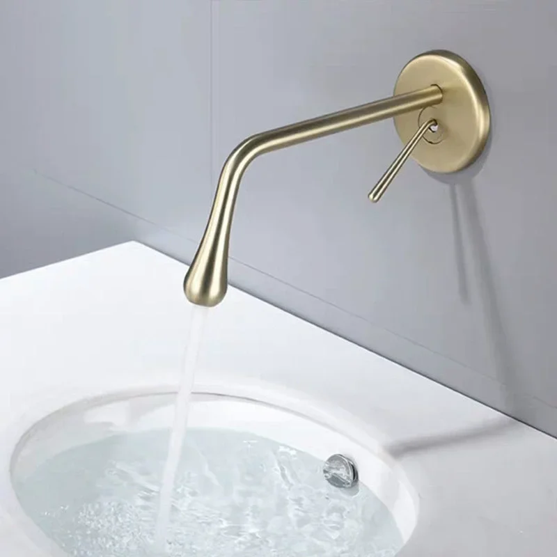 

Матовый золотой смеситель для ванной комнаты, скрытый серый смеситель для раковины в ванной комнате, настенный смеситель для раковины с изливом, комбинированный смеситель из латуни Blanoir