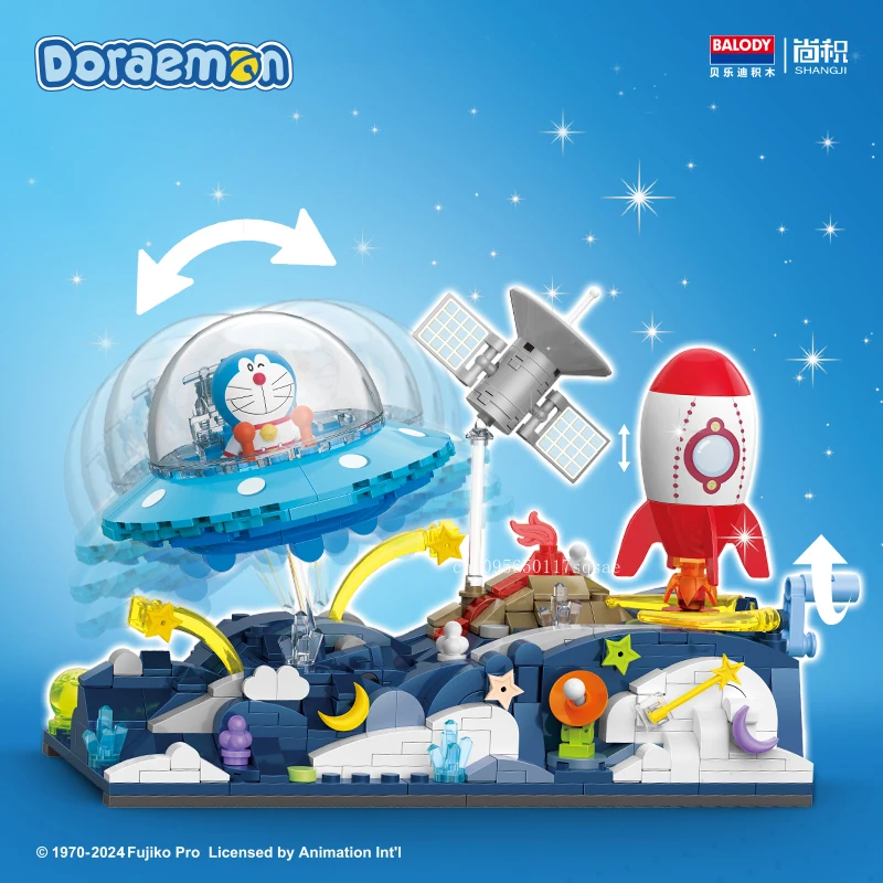 Klocki Doraemon Ramka na Zdjęcia Model Ozdobny Małe Elementy Architektura Zabawka do Składania dla Dzieci Prezent na Święta