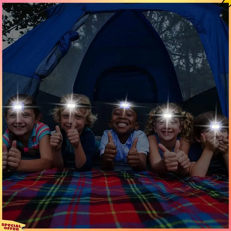 

ABFI 60 Pcs Led Headlight Flashlight For Adults Kids Outdoor Flashlight Headlights With Adjustable Headband Waterproof