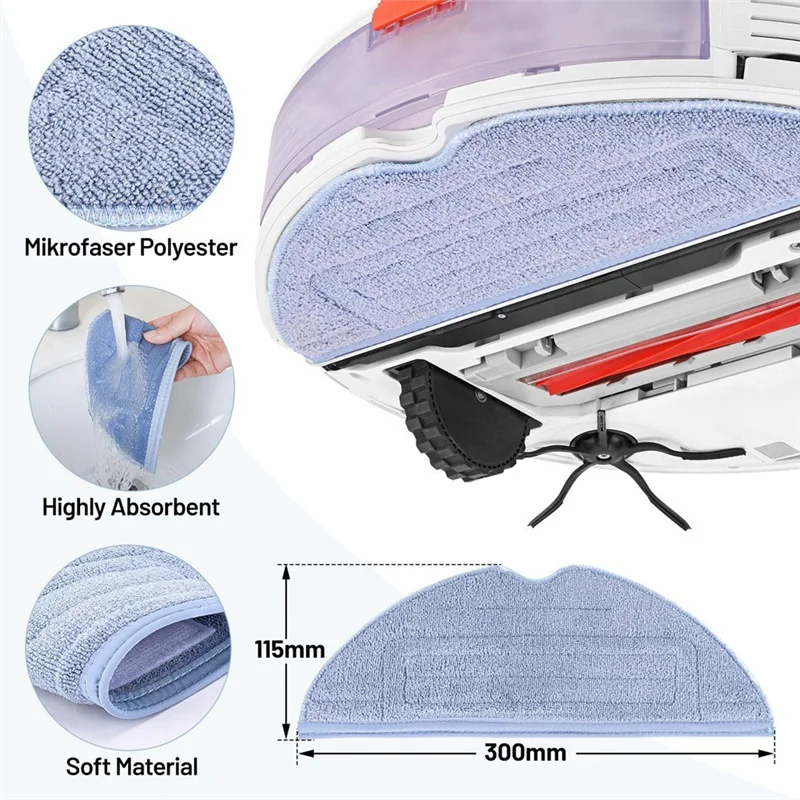 WHYY-Набор аксессуаров для Roborock S7/S7+/S7 Maxv/S7 Maxv Plus/S7 Maxv Ultra.Основные щетки, боковые щетки, фильтры HEPA, салфетки для швабры