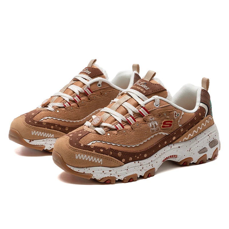 รองเท้าผู้หญิงสเกเชอร์รองเท้าหมีขนมปังขิงคริสต์มาสรองเท้าหิมะเรโทร แลม วูล แพนด้ารองเท้ารองเท้าผ้าใบหนา 149257-Tnbr