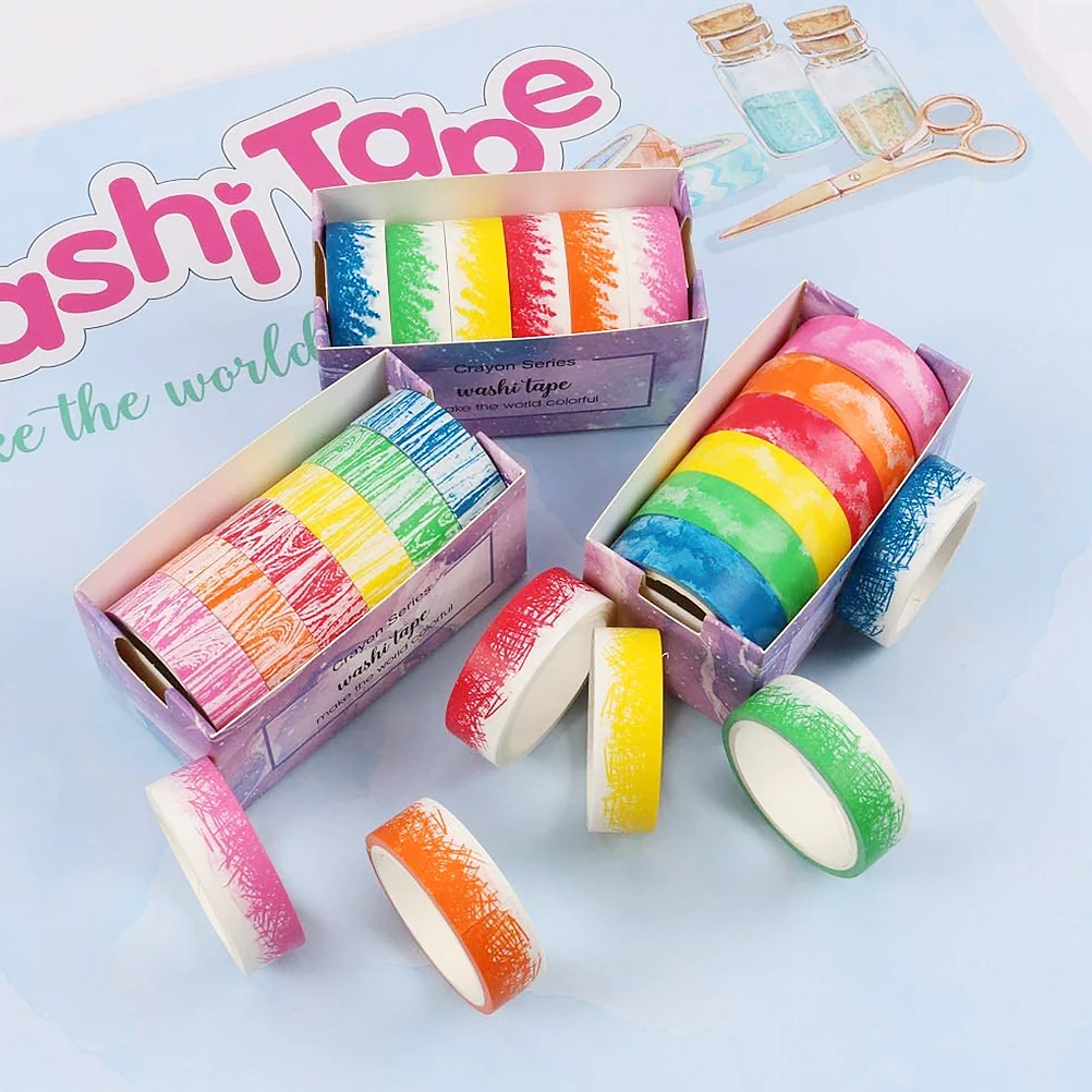 

6 Rolls Printing and Paper Tape Vintage Washi Retro Scrapbooking Colorful Decoration Masking Christmas Tapes