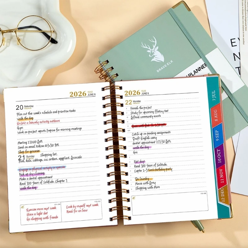 Planer harmonogramu 2026 Planer dzienny Wielofunkcyjne sekcje Dziennik planowania podróży Harmonogram Notatnik do płynnego 896C