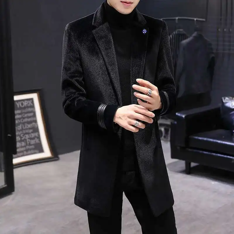 

British Style Thick Warm Jackets Men Clothing 2021 Fashion Casual Coats Windbreaker Autumn Winter For Mens Long Slim Woolen Coat