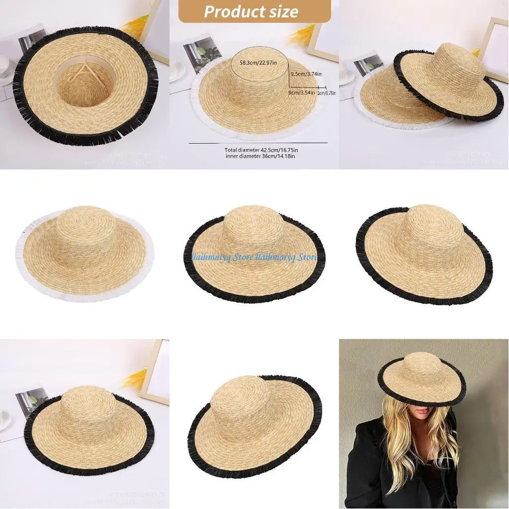 

573B Handwoven Straw Hat Women Teaparty Victorian Caps Bonnet Hat Outdoor Camping Hat Women Travel Hat Party Photo Headwear