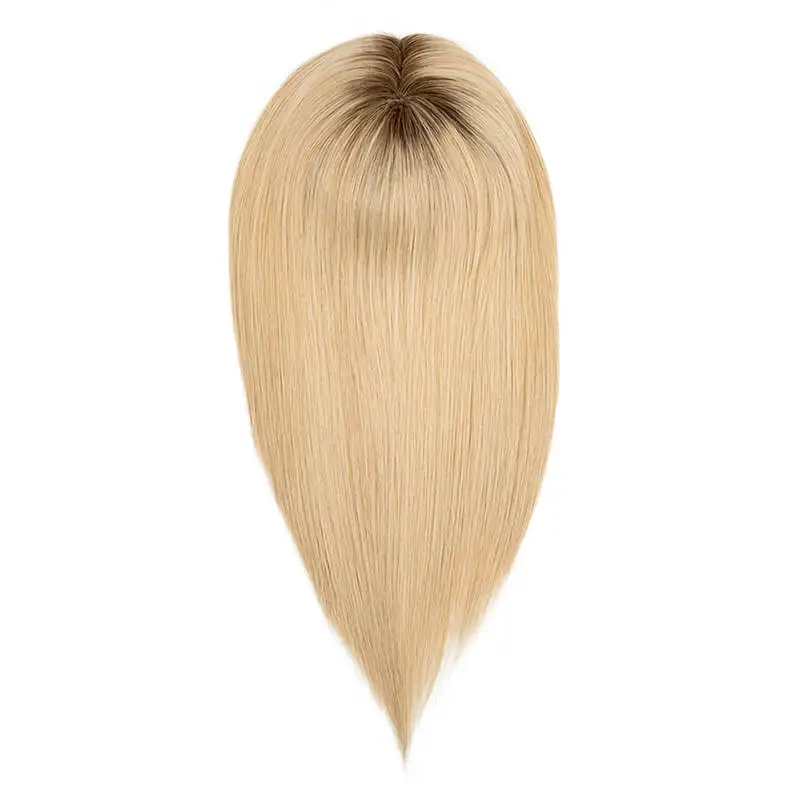 6x6.5cm Blonde Human Hair Toppers For Women Free Part Natural Long Straight Virgin Human Hair Wig PE Line Top Topper HairPiece