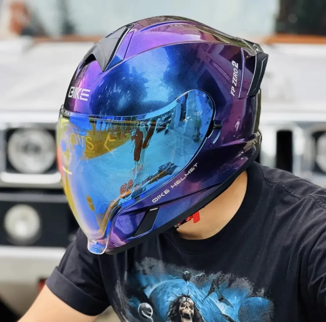 gike motorcycle helmet GLX GX11 Compact Lightweight Full Face Street Bike Large The large QIKE Motorcycle Helmets Ghost Face