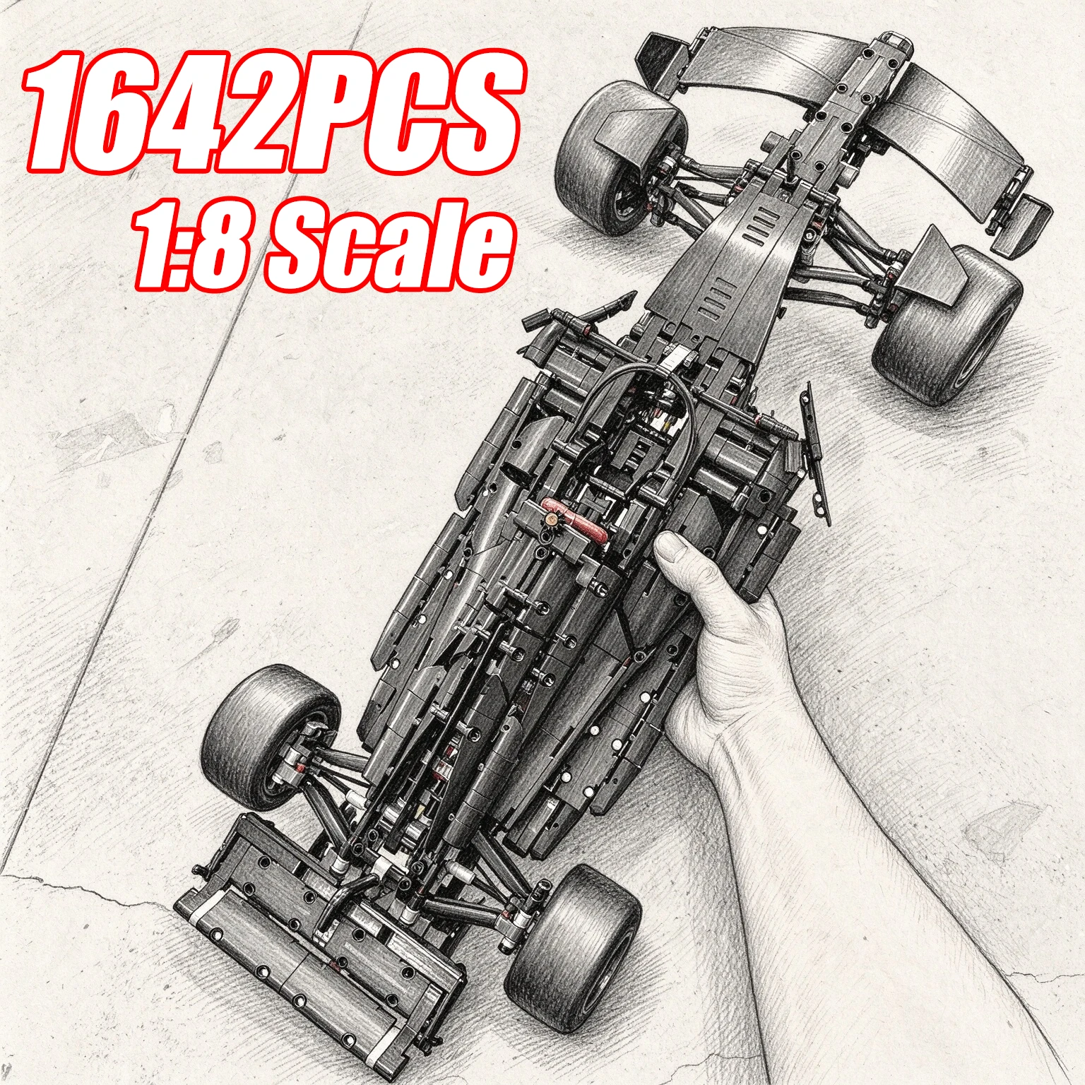 1642PCS+ Technical W14 E Performance 1:8 Scale Classic Building Blocks Super Sports Car Model MOC Vehicle Toy Bricks Gift