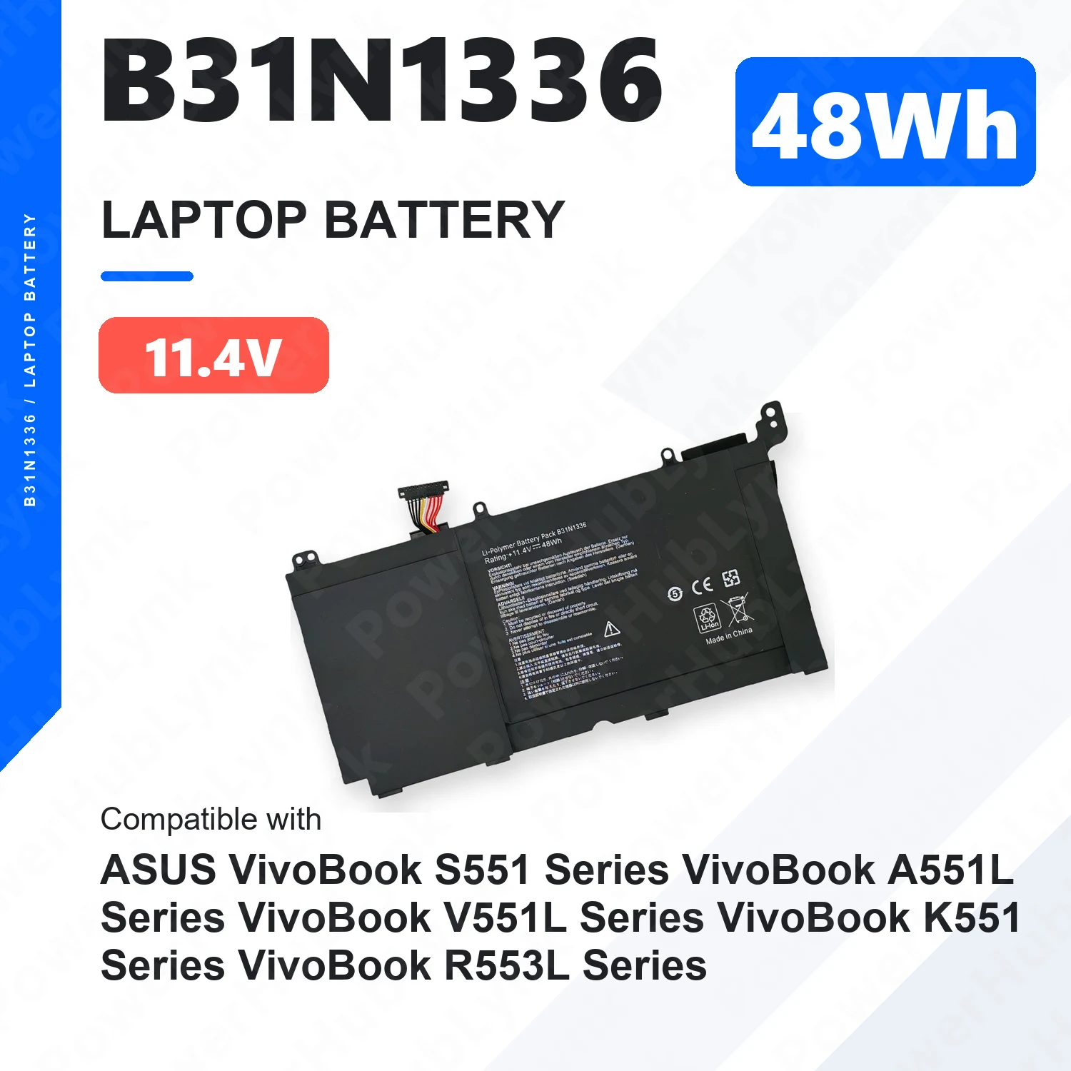 B31N1336 11.4V 48Wh Laptop Battery For ASUS VivoBook S551 A551L V551L K551 R553L 0B200-00450100 0B200-00450500 3ICP7/65/80