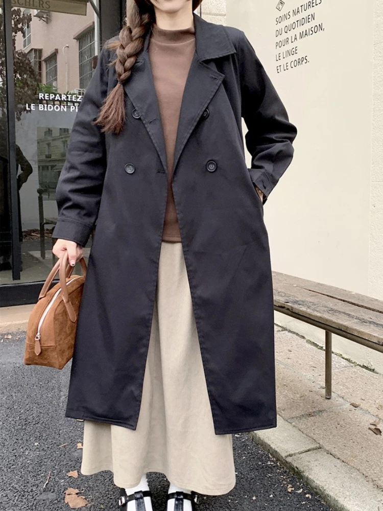 

Женское пальто 202, куртка средней длины больших размеров, британский стиль, модное темпераментное весенне-осеннее поступление, ветровка, верхняя одежда