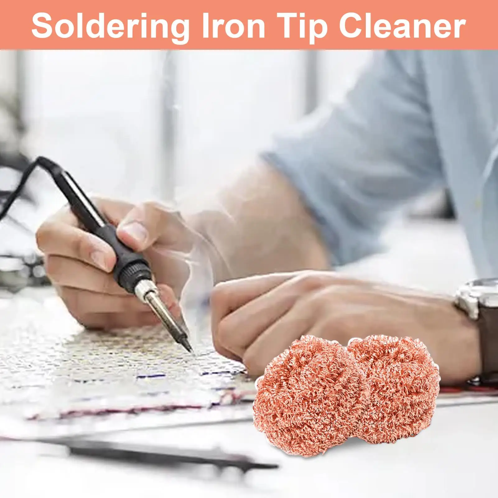 Cleaning Ball Desoldering Soldering Iron Mesh Filter Cleaning Nozzle Tip Copper Wire Cleaner Ball Metal Dross Box Clean Ball