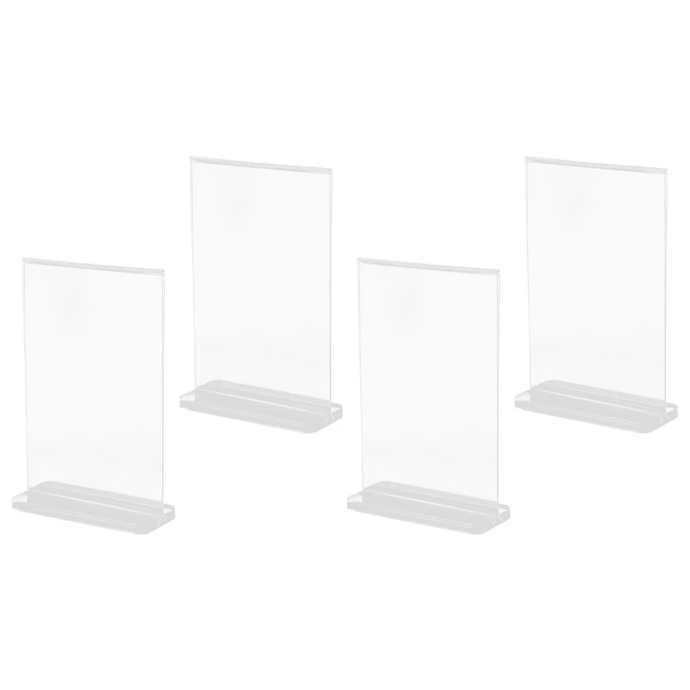 Display Stand Menu Titular para Mesa Desktop, Acrílico Etiqueta Rack, Poster Stands, 4 Pcs