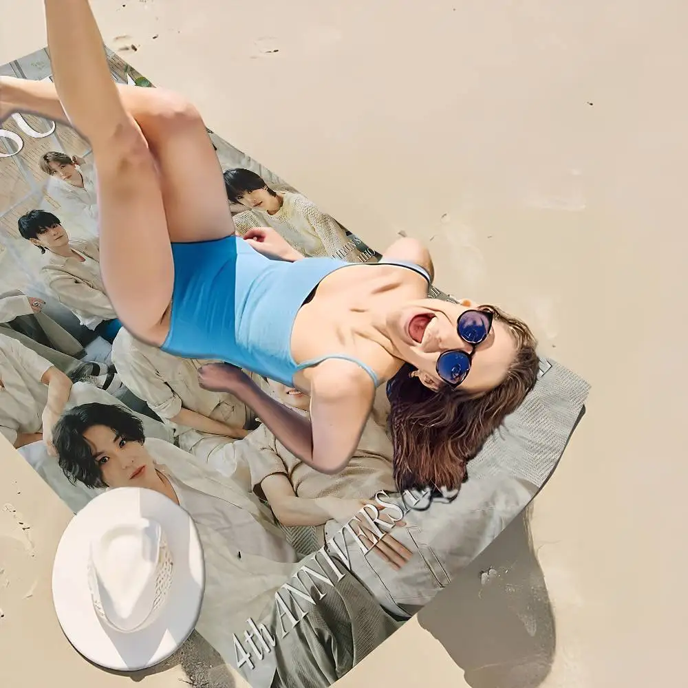 Kpop GROUP T-TREASURE Microfiber Beach Towel Absorbent Quick dry Soft Yoga Swimming Resort Mountain Climbing Towel