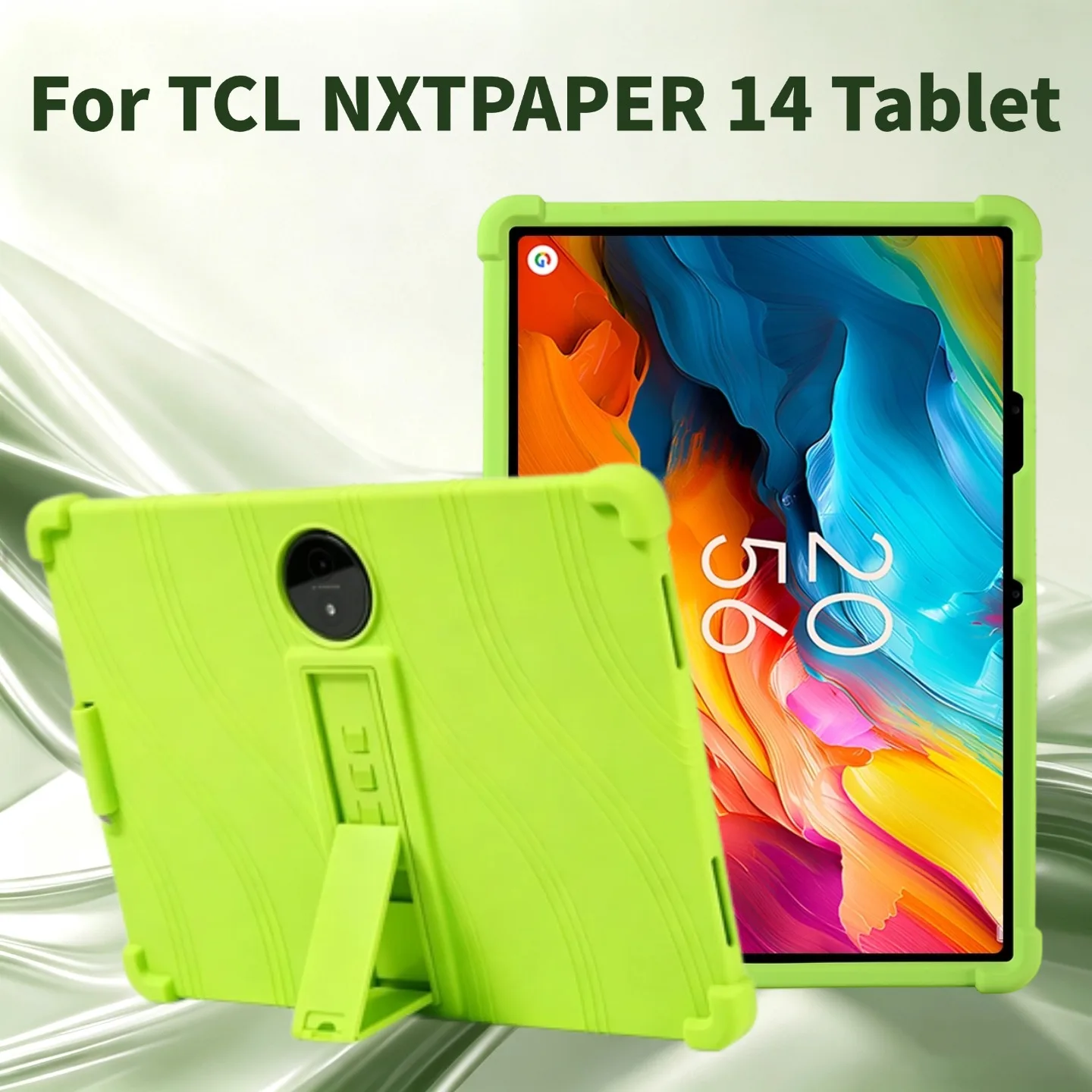 For TCL NXTPAPER 14 Tablet Case Kids-Friendly Soft Silicone Adjustable Stand Cover Protective Sleeve 14.3 Inches 9491G