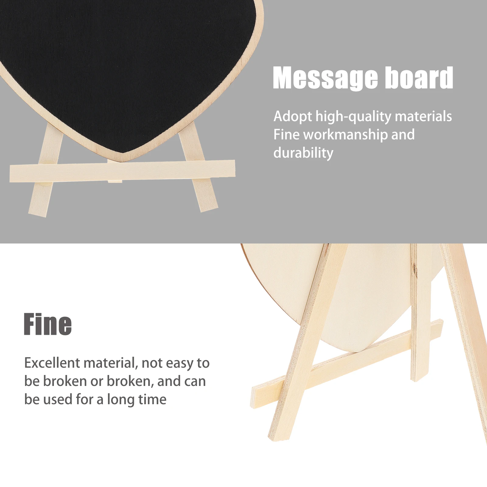 Standing Display Board Heart-Shaped Wood Tabletop Chalkboard Sign For Notice Decorative Desktop Ornament Blackboard With Stand