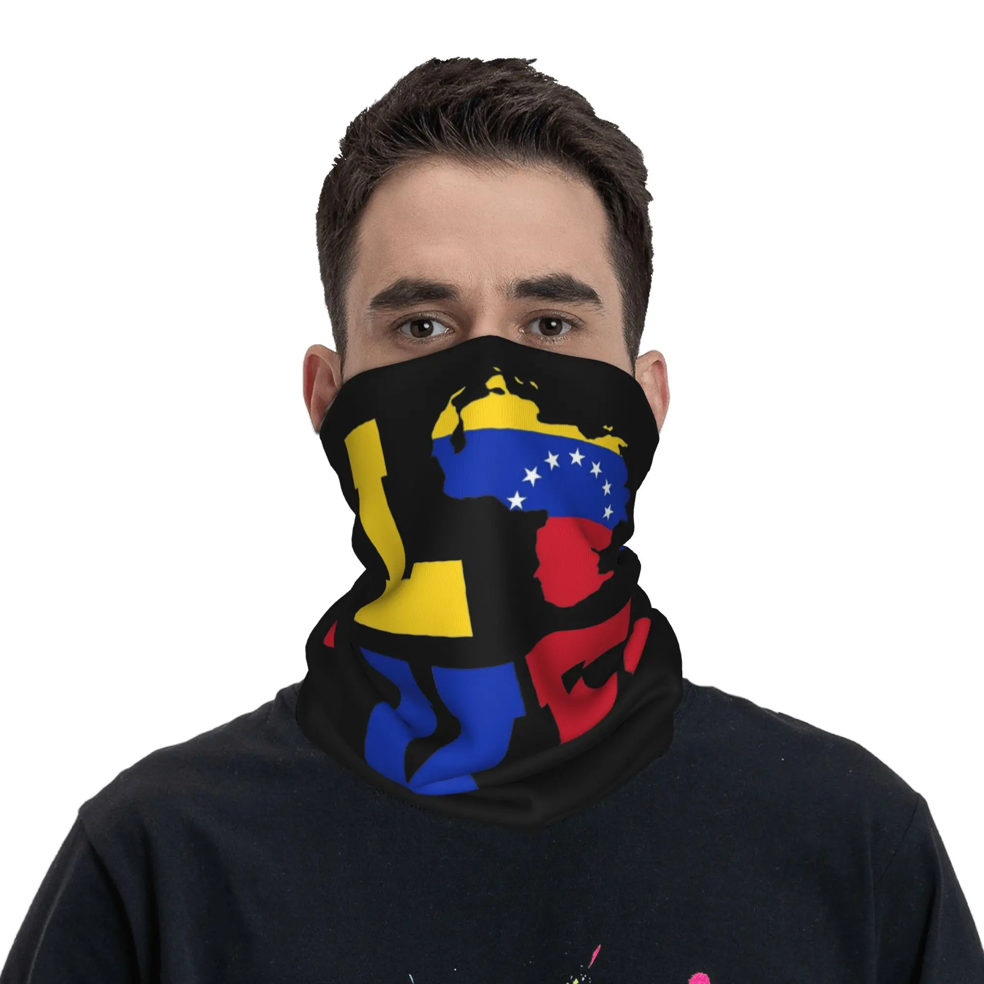 Love Venezuela Map Flag Bandana Neck Gaiter Printed Venezuelan Balaclavas Wrap Scarf Multi-use Headband for Men Women Adult