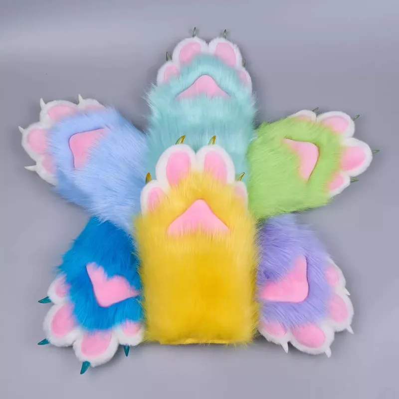 

22 Color 4 Finger Animal Suit Fursuit Hand Claw Furry Cat Dog Cos Lolita Animal Claw Wearable Gloves Gift