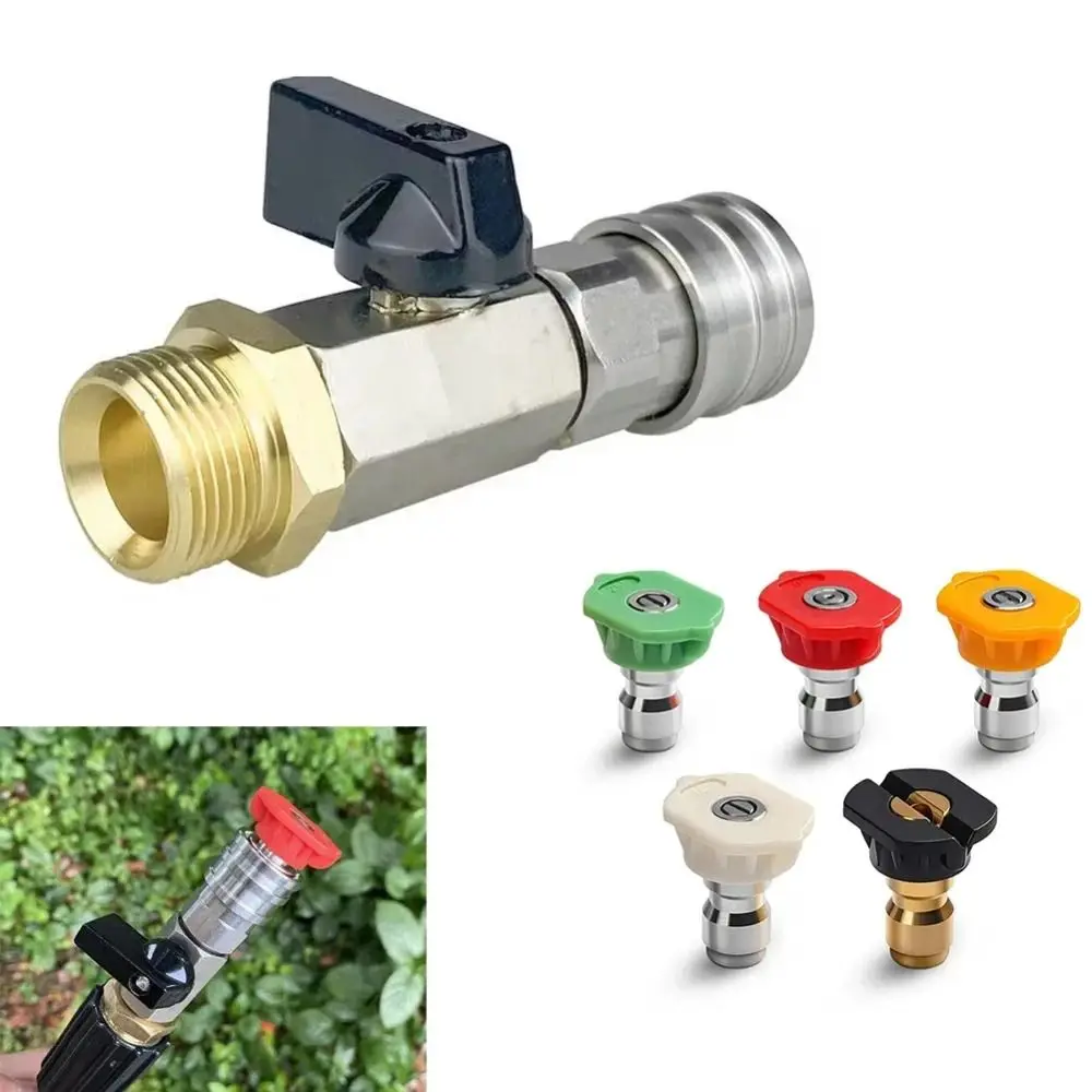 Stainless Steel Pressure Washer Ball Valve M22-14/15MM Adapter Leak Proof High Pressure Washer Kit 1/4