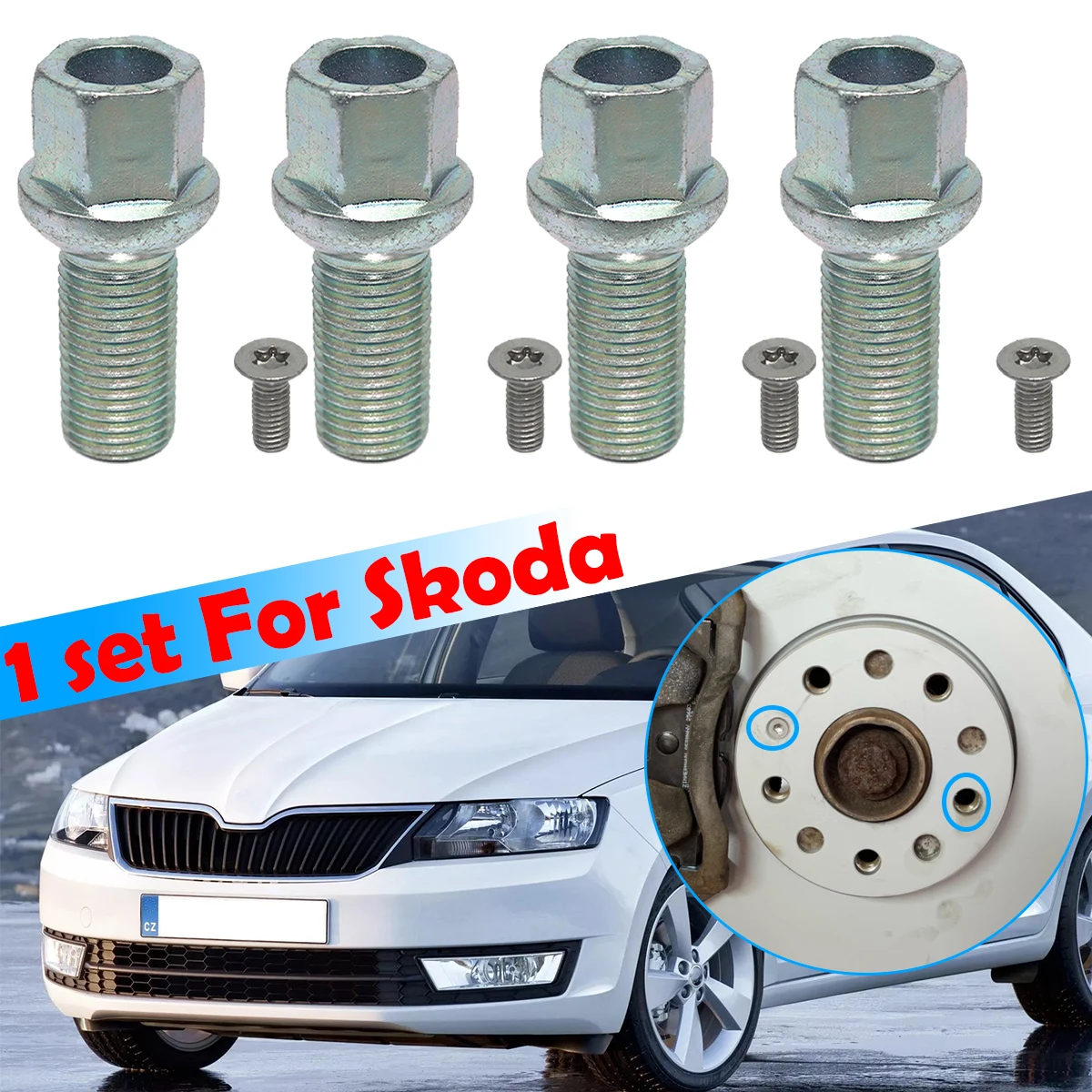 

Car Wheel Tyre Nut Stud Lug Brake Rotor Disc Countersunk hub Tyre Screw Bolt For Skoda Fabia Octavia Rapid Roomster Superb Yeti